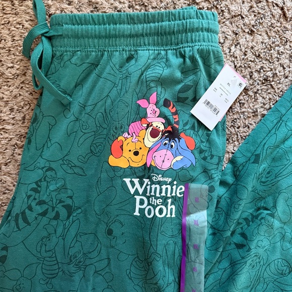 NWT Winnie the Pooh and Friends Green Lounge Pants Sleep Pants Women's size XL - Picture 4 of 8
